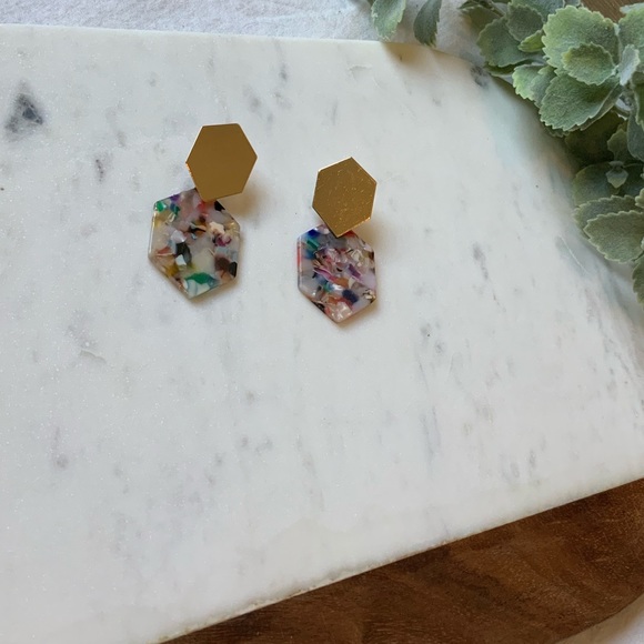 The Sophia - Geometric Acrylic Multicolor Earrings - Picture 5 of 6
